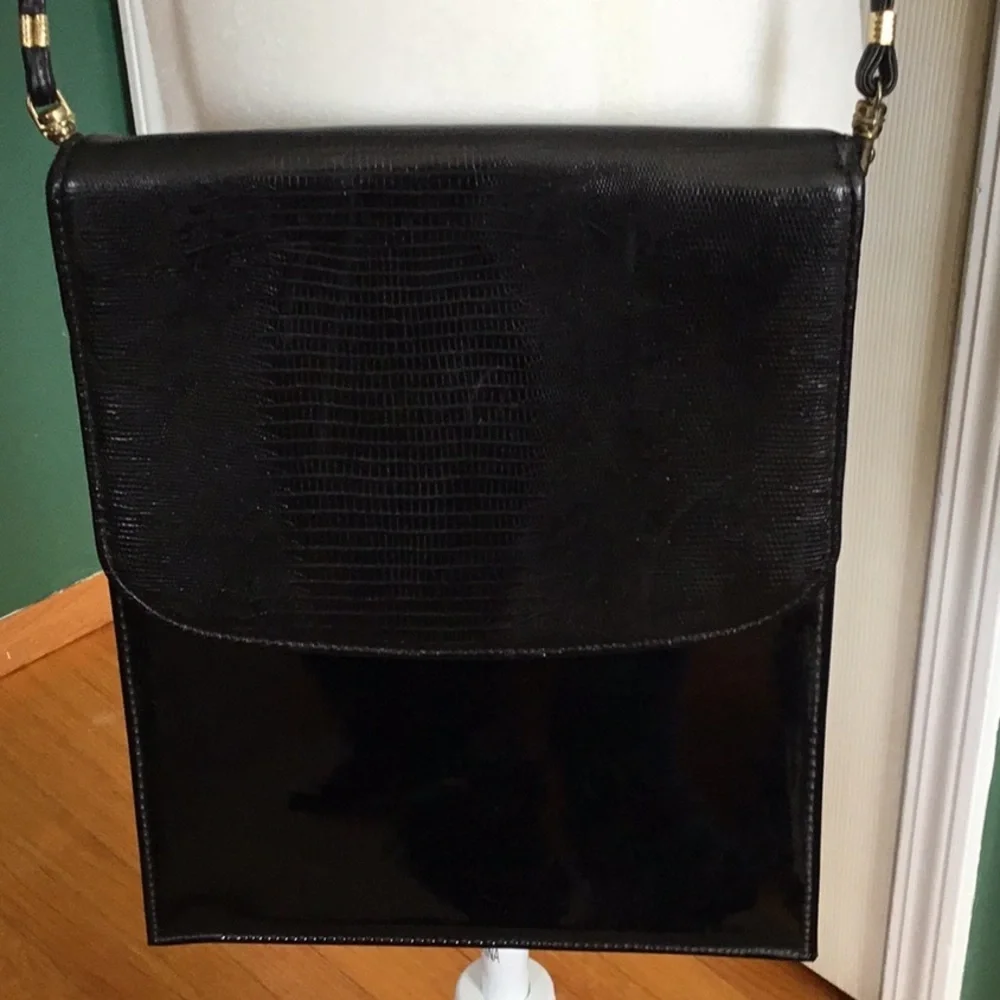 Black Y2K Boho Patent Crossbody